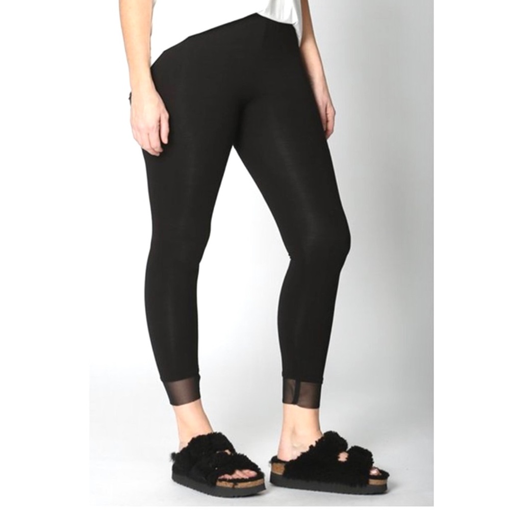 IC by Connie K Leggings Women’s Size M Jersey Knit Mesh Accent Ankle Length